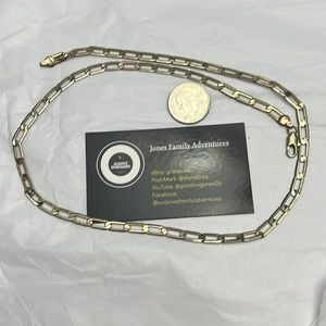 Pale gold tone elongated link chain, Diamond cut, 24”